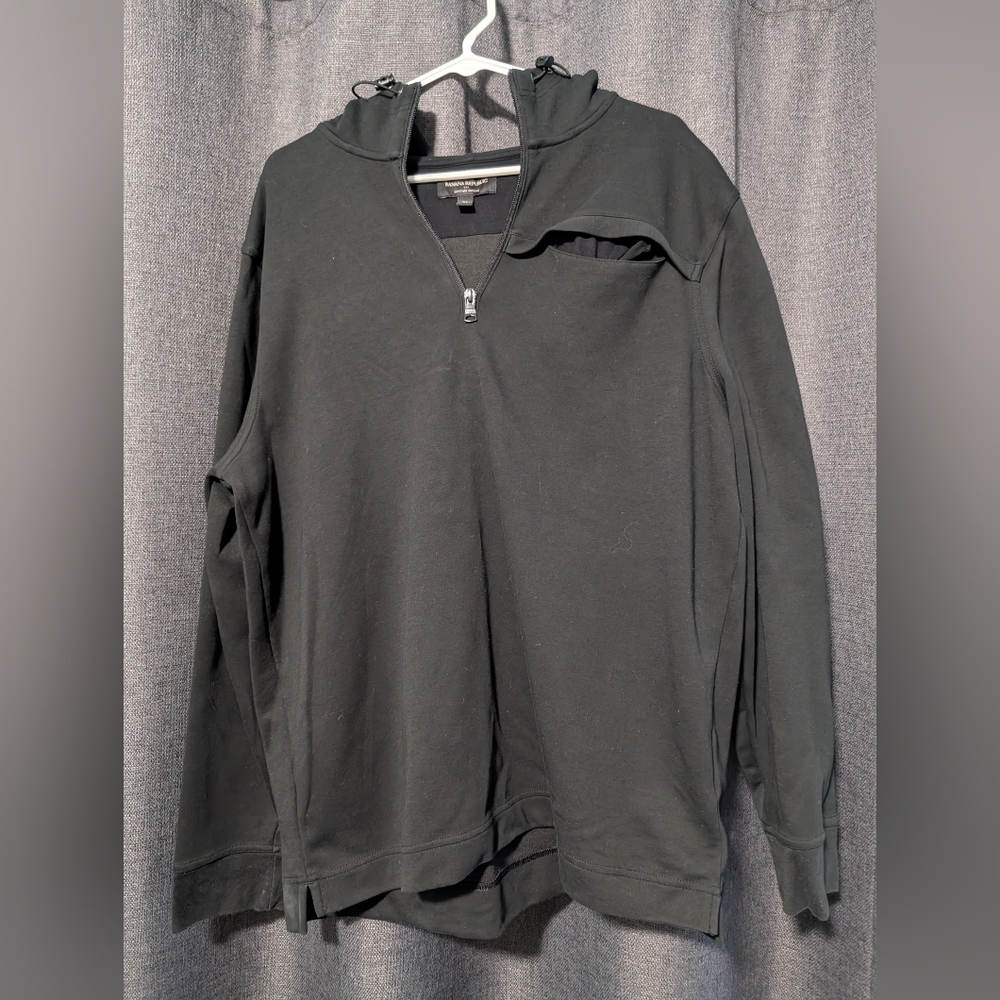 Banana Republic Mens‎ Moisture Wicking 1/4 Zip Grey Pullover Hoodie Size Xl